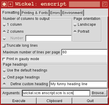 Screenshot of
		enscript